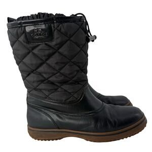 Coach Samara Winter Boots Women 7.5B Black Quilted Leather Snow A9175 - flaws
